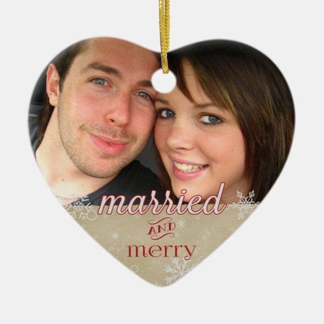 Weihnachten 20xx - Verheiratet & Merry Keramik Ornament (Vorne)