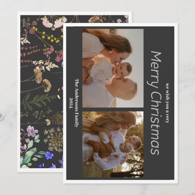 Weihnachten 2 Foto botanische Blumenkarte (Vorne/Hinten)