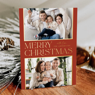 Weihnachten 2 Foto Rost und Gold Folien Feiertagskarte