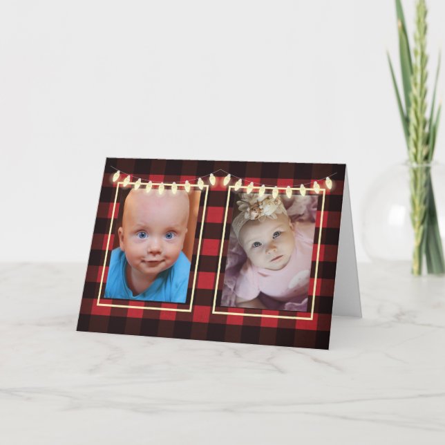 Weihnachten 2 Fotos individuell einstellbare Light Karte (Vorderseite)