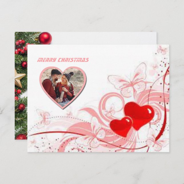 Weihnachten 2 Fotos Postkarte (Vorne/Hinten)