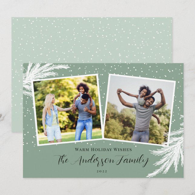 Weihnachten 2 Fotos Skriptsprache Schneebesen Grün (Vorne/Hinten)