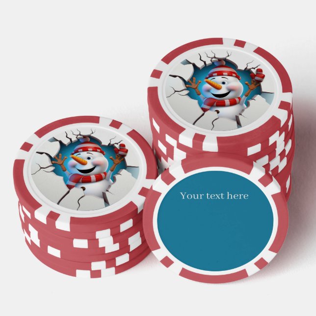 Weihnachten 3. Dezember Schneemann fügen Text Pokerchips (Stapel)