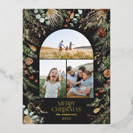 Weihnachten 3 Foto botanischer Blumen Folien Feiertagspostkarte