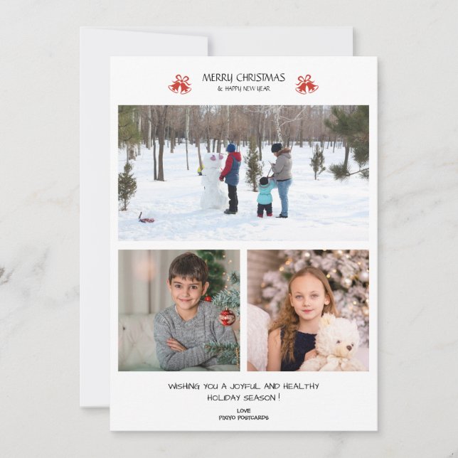 Weihnachten 3 Foto Collage Feiertag Grußkarte (Vorderseite)