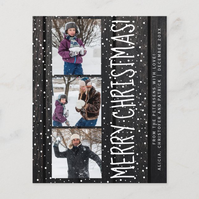 Weihnachten 3 Foto Collage Schnee Weihnachtskarte (Vorderseite)