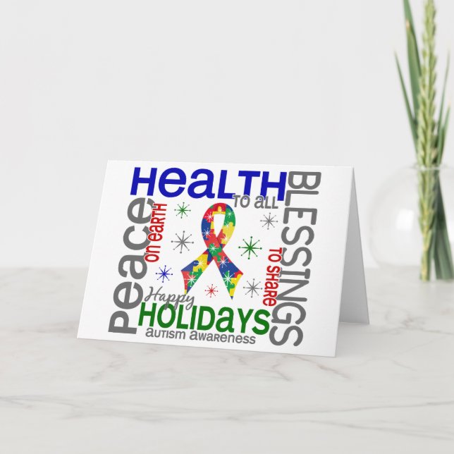 Weihnachten 4 Autismus-Schneeflocken (Vorderseite)