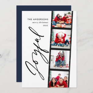 Weihnachten 4 Foto Collage Typografie Moderne Blau