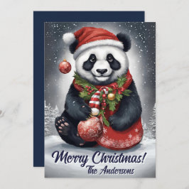 Weihnachten 4 Panda, Happy Holidays, Weihnachtskar Einladung