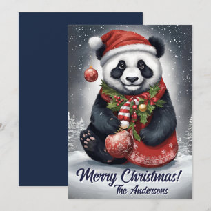 Weihnachten 4 Panda, Happy Holidays, Weihnachtskar Einladung