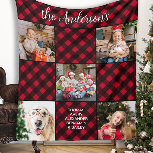 Weihnachten 5 Familienfoto Collage Custom Red Kari Fleecedecke
