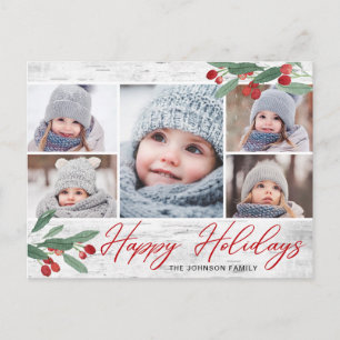 Weihnachten 5 FOTO Birch Barke Feiertag Gruß Postkarte