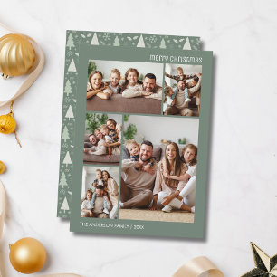 Weihnachten 5 Foto-Collage Familie Salbeigrün