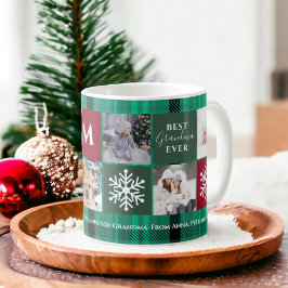 Weihnachten 5 Foto Gitter besten Oma grün kariert Kaffeetasse