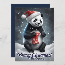 Weihnachten 5 Panda, Happy Holidays, Weihnachtskar Einladung