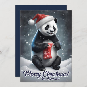 Weihnachten 5 Panda, Happy Holidays, Weihnachtskar Einladung