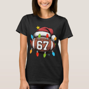 Weihnachten 67 Meme Fußball Santa Hut Lustiges Xma T-Shirt