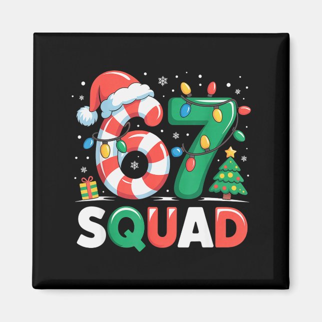 Weihnachten 67 Squad Lustige Candy Cane Lichter Ur Magnet (Vorne)