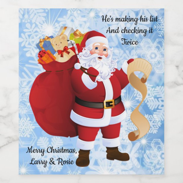 Weihnachten 6 große Geschenketiketten Name & Text  Weinetikett (Einzelnes Label)