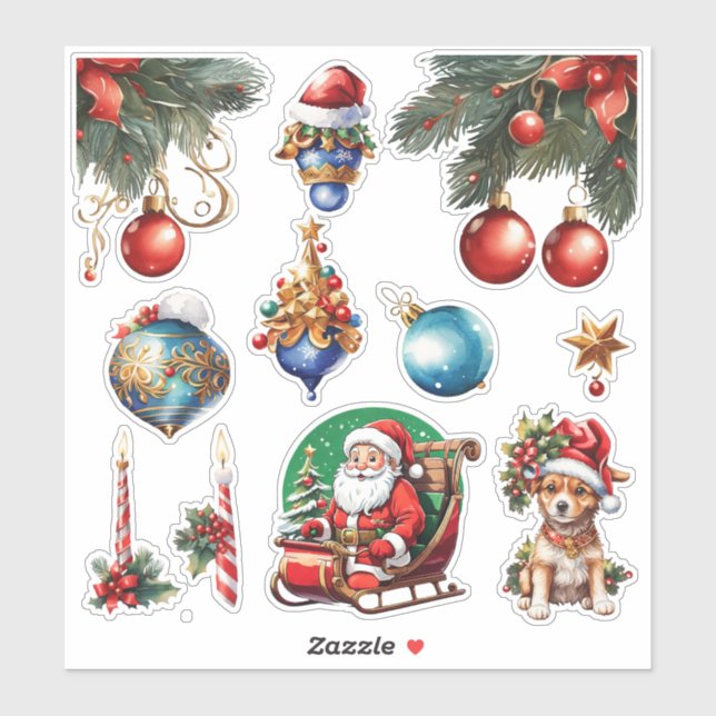 Weihnachten_6 - Vinyl-Sticker nach Maß geschnitten Aufkleber (Blatt)