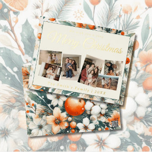 Weihnachten 6x Foto vintage retro floral Folien Feiertagspostkarte