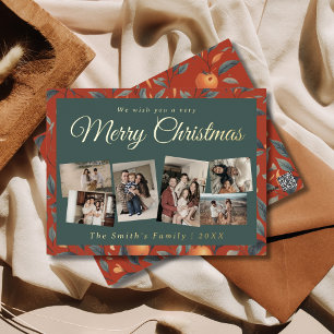 Weihnachten 6x Foto vintage retro floral Folien Feiertagspostkarte