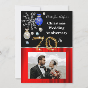 Weihnachten 70. Hochzeitstag Schwarz & Gold Einladung