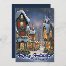 Weihnachten 7 Dorf, Happy Holidays, Weihnachtskart Einladung