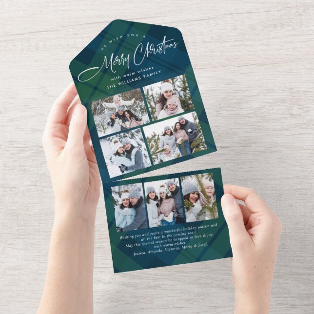 Weihnachten 7 Foto Gruß QR-Code Weihnachtskarte All In One Einladung (Abreißen)