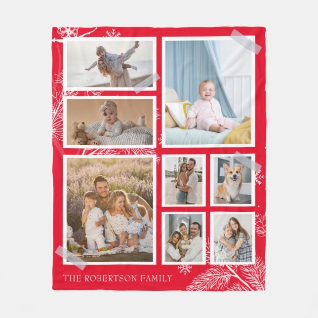 Weihnachten 8 Foto Collage Familie Fleece Blanket (Vorderseite)
