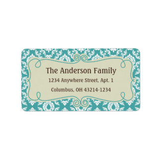 Weihnachten 9 : Damask Design 3 Rücksendeadresse Adressaufkleber