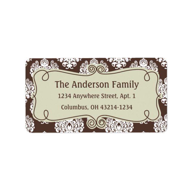 Weihnachten 9 : Damask Design 8 Rücksendeadresse Adressaufkleber (Vorne)