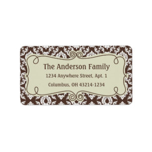 Weihnachten 9 : Damask Design 9 Rücksendeadresse Adressaufkleber