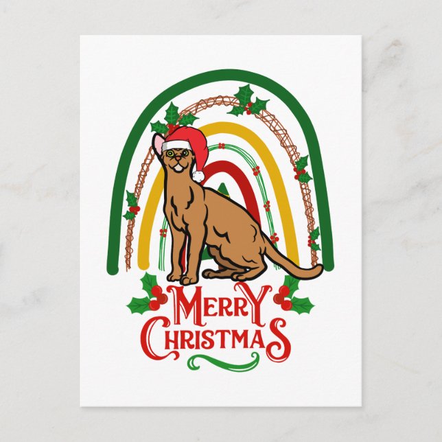Weihnachten Abessinier Frohe Weihnachtskatze (Vorderseite)