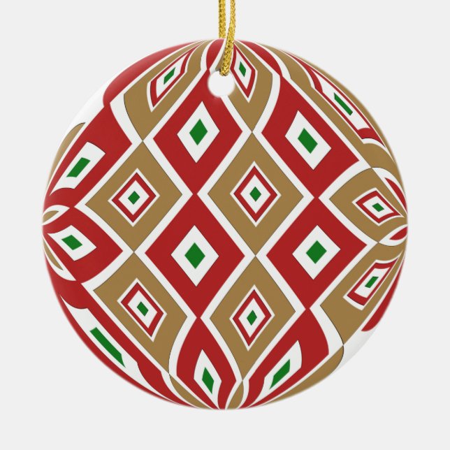 Weihnachten abstrakt und Streifen zwei Designs Keramikornament (Vorne)