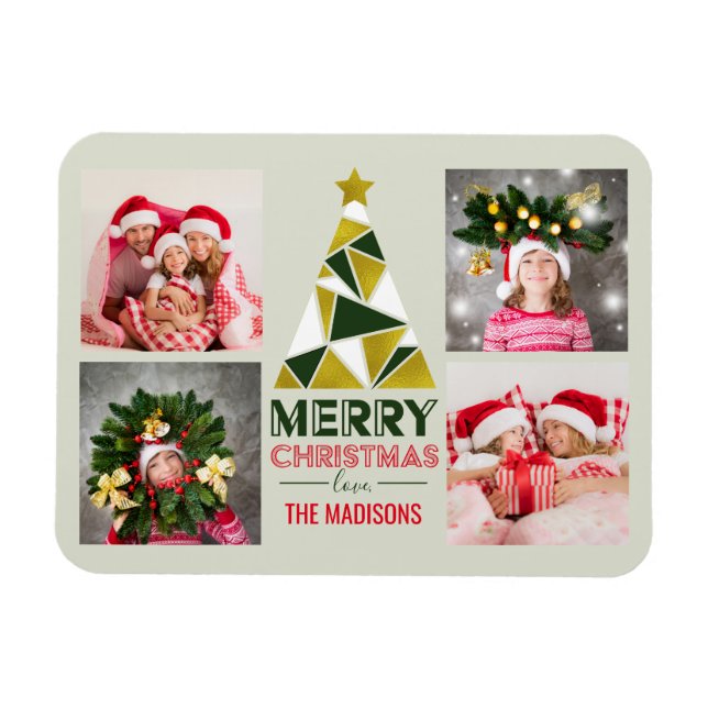 Weihnachten Abstrakte Pine Tree Foto Collage Magnet (Horizontal)