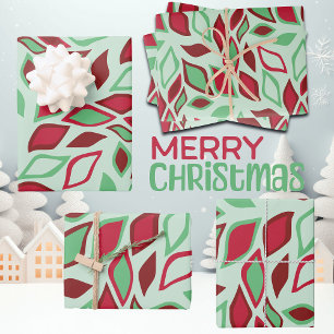 Weihnachten Abstraktes Leaf-Muster Geschenkpapier Set