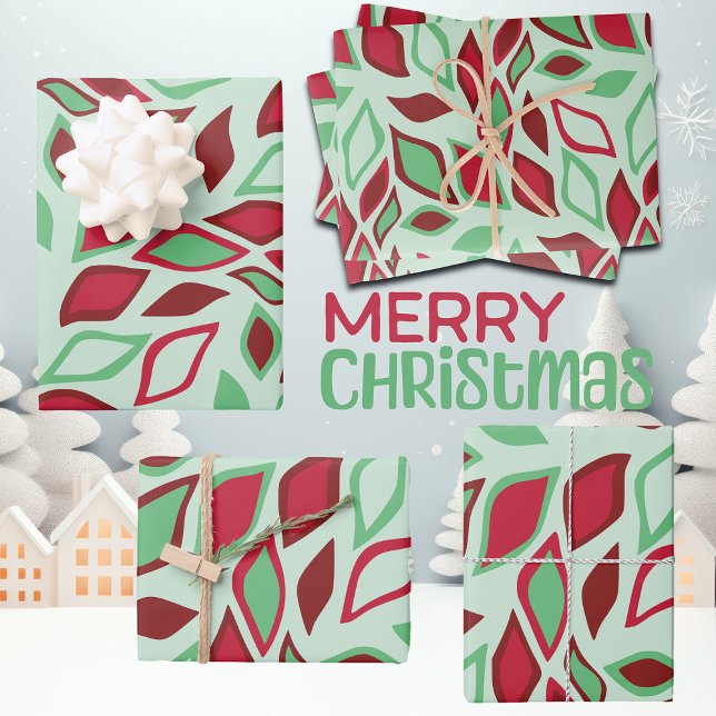 Weihnachten Abstraktes Leaf-Muster Geschenkpapier Set (Von Creator hochgeladen)