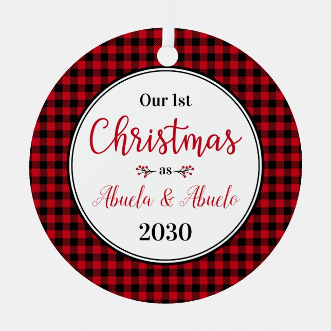 Weihnachten Abuela Abuelo Foto Ornament Aus Metall (Vorderseite)