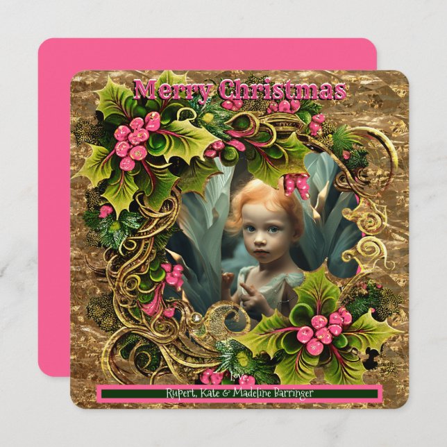 Weihnachten ADD Ihr eigenes FOTO Urlaub Spaß Einladung (Vorne/Hinten)