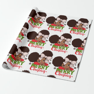 Weihnachten Afro Girl Black Kind Niedliches Wrappi Geschenkpapier