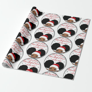 Weihnachten Afro Girl Black Kind Niedliches Wrappi Geschenkpapier