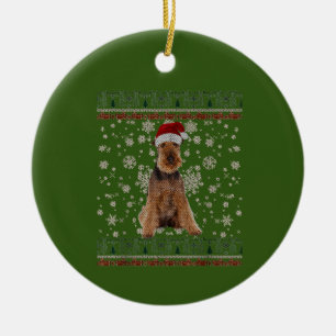 Weihnachten Airedale Terrier Hund Xmas froh Keramik Ornament