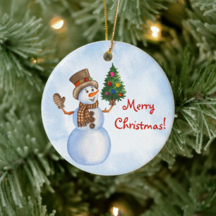 Weihnachten Akrylornament für Baum mit Schneemän Keramik Ornament
