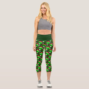 Weihnachten Alien Grüne Sterne Capri Leggings