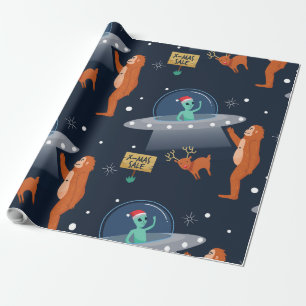 Weihnachten Alien yeti sasquatch bigfoot Geschenkpapier