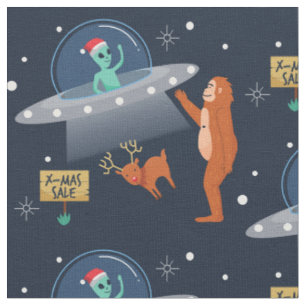 Weihnachten Alien yeti sasquatch bigfoot Stoff