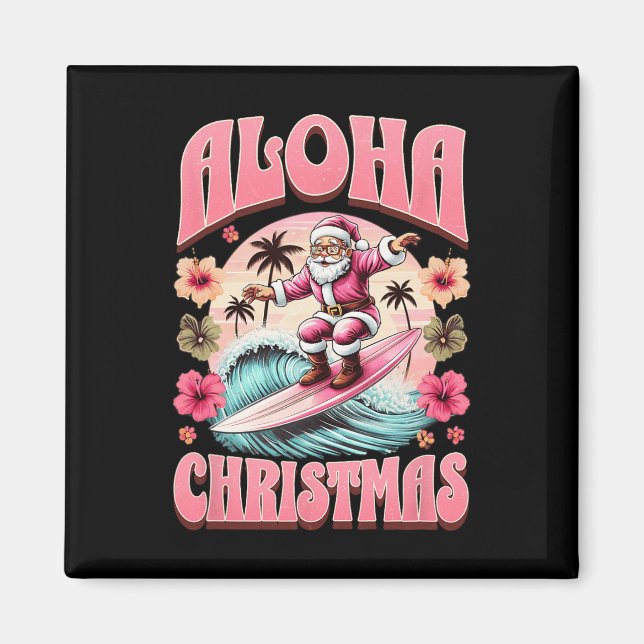 Weihnachten Aloha Santa Claus Surft Hawaiian Mele  Magnet (Vorne)