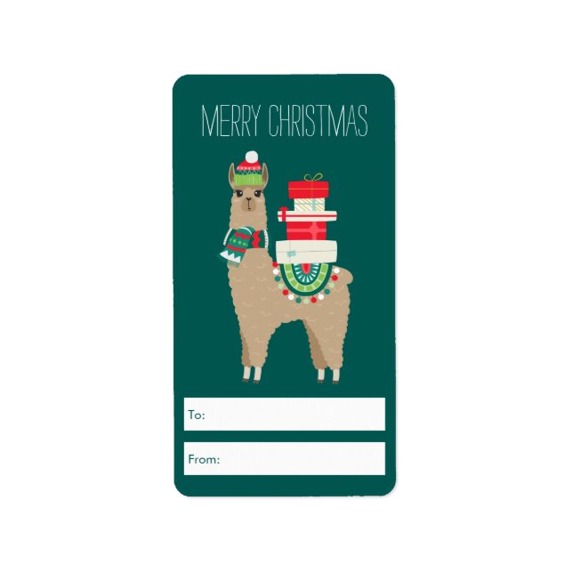 Weihnachten Alpaca Personalisierte Geschenktasten Adressaufkleber (Vorne)
