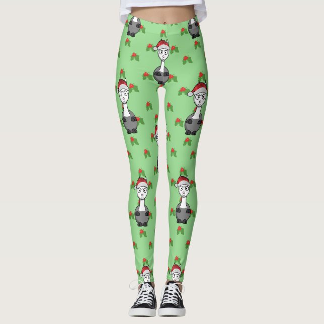 Weihnachten Alpaka Leggings (Vorderseite)